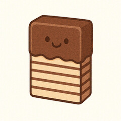 Cute cartoon illustration of a chocolate wafer with a smiling face.