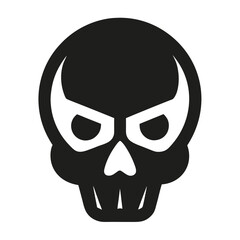 A menacing skull with angry eyes and sharp teeth
