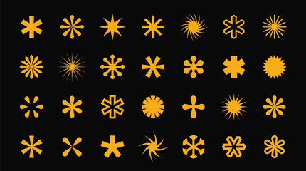 asterisks and stars, geometric abstract shapes, vector set