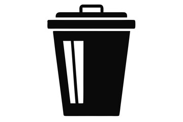 Illustration of a black trash can for design and web design