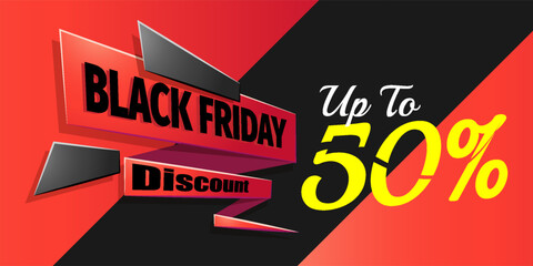 black friday sale banner template design for print ads and social media posts with black background