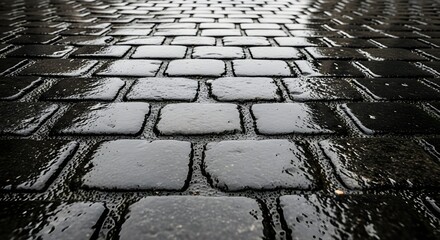 Wet Cobblestone Path Texture After Rain