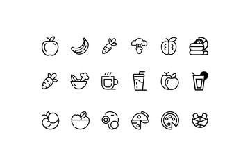 set of icons of food isolated on white background