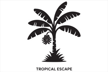 Obraz premium Simple black silhouette of a palm tree with hanging fruit design