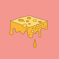 Melting cheese drip background. Smooth cheddar sauce pattern. Minimal liquid dairy splash texture for food design. Tasty snack topping abstract illustration wallpaper.