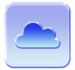 Glossy 3D Cloud icon with a vibrant glassmorphism effect - Y2K inspired jelly storage symbol in blue gradient