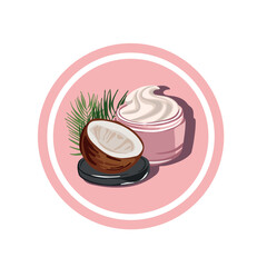 Coconut Cream Jar, Cosmetics Cartoon