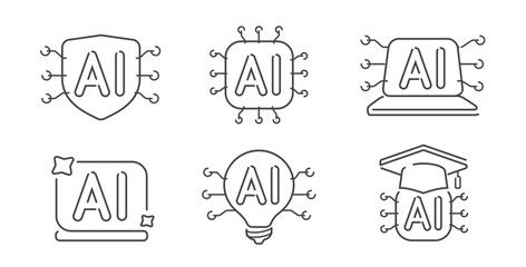 AI icon. Artificial intelligence technology and machine learning concept. Symbol for application and web
