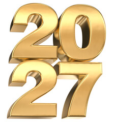 Shiny 3D Gold 2027 Number Isolated on an Abstract Dark Background, Representing New Year Celebration and Future Success.