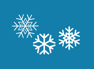 White Snowflakes Icon on Blue Background. Minimal Winter Pattern for Holiday Greeting Cards, Posters, Wallpapers, and Seasonal Decorations