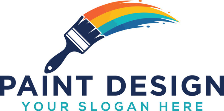 Color splash paint brush logo design for Painting Services Vector Logo