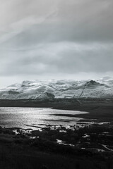 Dramatic Mountain Landscape Snow Covered Peaks Lake Moody Black White