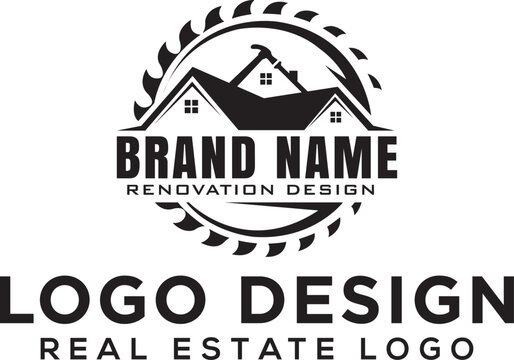 retro vintage, carpenter roofing real estate logo design, vector illustration.
