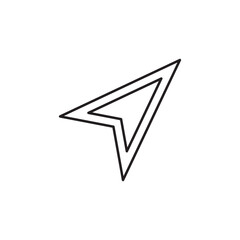 Navigation arrow: A sleek line icon of a navigation arrow, representing direction, GPS guidance, travel routes, or location tracking in transport and journey-themed designs. Vector icon EPS 10