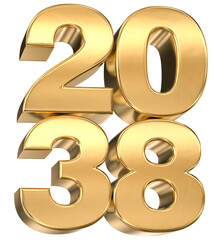 Obraz premium 2038 Year in Luxurious Gold 3D Text Isolated, Representing Future, Success, and Anniversary