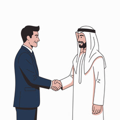 Fototapeta premium Business handshake between Western and Arab businessmen.