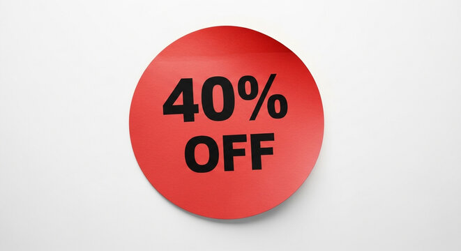 Grab incredible savings now with this vibrant 40% OFF sale sticker, perfect for promotional campaigns and advertising deals