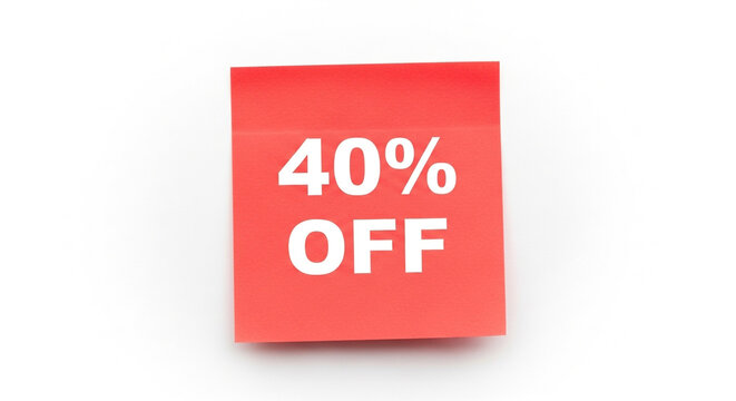 Get 40% off now with this vibrant red sticky note, perfect for sales, promotions, and special offers, grab yours today!