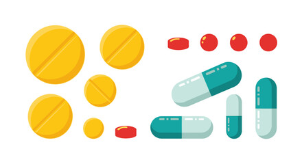 Collection of assorted pills and capsules, medicinal tablets and pharmaceutical drugs, health and wellness remedies