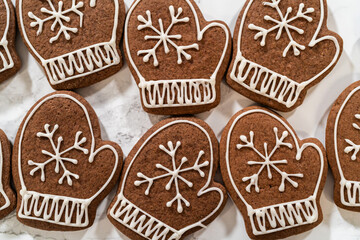 Beautifully Decorated Mitten Cookies with Royal Icing Designs