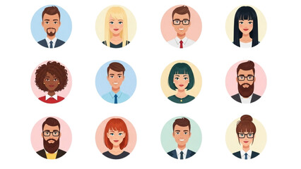 Diverse Professional Business People Avatar Set Icon Collection