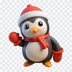 3D Christmas Penguin Plush | Cute Black and White Soft Toy with Santa Hat & Ribbon