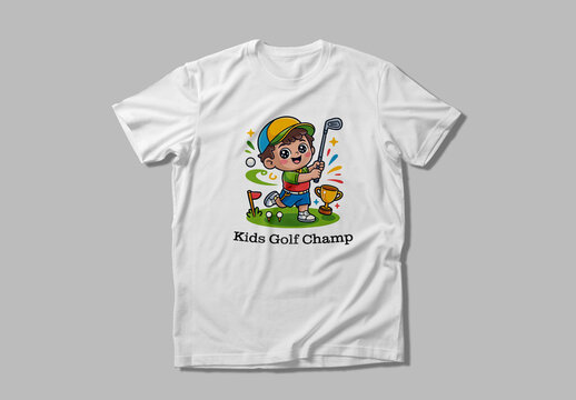 Kids Golf Champ T shirt Design with Cute Cartoon