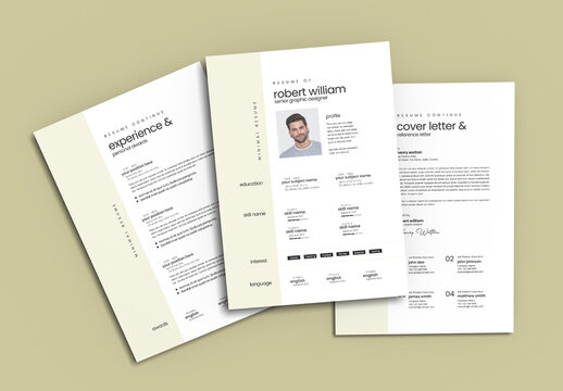 Minimal Professional Resume CV and Cover Letter Template Design