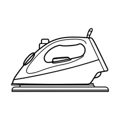 Outline of a Modern Electric Iron on a Flat Surface for Clothing and Fabric Care
