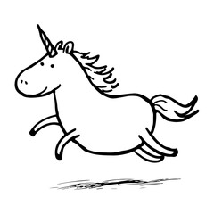Fototapeta premium Whimsical Hand-Drawn Illustration of a Playful Unicorn in Motion 
