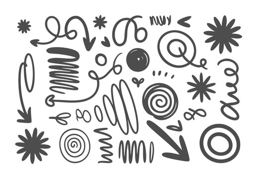 Vector Hand Drawn Scribble Elements Set