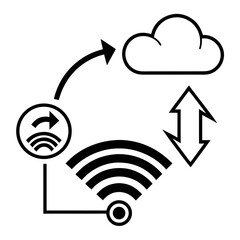 Cloud Data Transfer with Wi- Fi and Circular Arrows wi-fi wifi