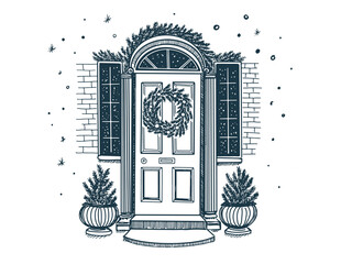 Christmas decoration door.