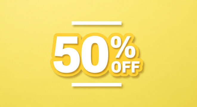 Get 50% Off Now - Bright Yellow Sale Announcement for Promotions, Discounts, and Special Offers with Bold Design