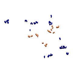 Island Map of Marshall Islands with Flag Overlay on Archipelago Shape

