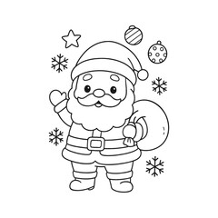 Hand-Drawn Santa Running Coloring Page