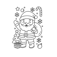 Hand-Drawn Santa Resting Coloring Page