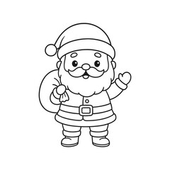 Hand-Drawn Chubby Santa Coloring Page