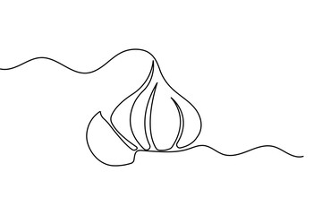Simple garlic one line drawing modern minimalist continuous outline vector illustration design
