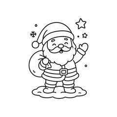 Hand-Drawn Santa With Big Beard Coloring Page