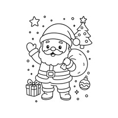 Hand-Drawn Santa Crying Laugh Coloring Page