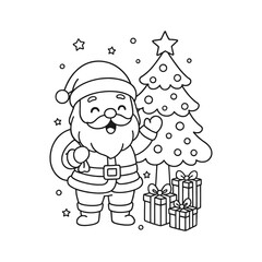 Hand-Drawn Santa Surprised Coloring Page