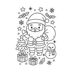 Hand-Drawn Santa Holding Heart Coloring Page