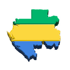 Obraz premium 3D Map of Gabon with Flag Overlay on Country Silhouette