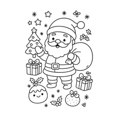 Hand-Drawn Santa Praying Coloring Page