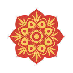 Traditional Decorative Flower Mandala Silhouette Illustration