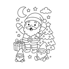 Hand-Drawn Santa Holding Cookie Coloring Page