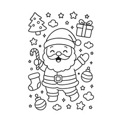 Hand-Drawn Santa Playing Alone Coloring