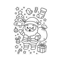 Hand-Drawn Santa Adjusting Boots Coloring