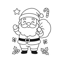 Hand-Drawn Santa Monoline Coloring Page
